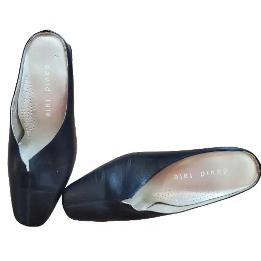 David Tate Black Leather Mule Pumps | Comfort Fit | Size 4.5 | NWOT